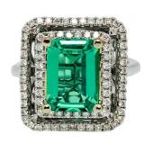 14kt Gold 3.97 ct Emerald & Diamond Ring