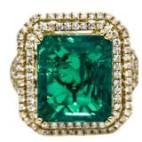 14kt Gold 11.60 ct Emerald & Diamond Ring