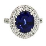 18kt Gold Oval 5.82 ct Sapphire & Diamond Ring