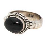 Vintage Style Cabochon Oval Onyx Dinner Ring