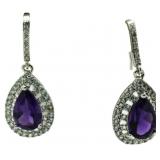 Genuine Amethyst Pear Cut Earrings