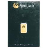 Perth Mint 999.9 Pure Gold 1 Gram Bar