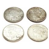 (4) 1923-D Silver Peace Dollars
