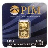 PIM .999 Pure Gold 0.10 Gram Gold Bar