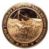1860 Bronze "Lincolns Election" Pony Express Coin