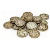 Collection (22) Mercury Silver Dimes