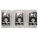 (3) Silver Towne .999 Pure Silver One Ounce Bars