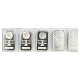 (5) .999 Pure Silver A. Eagle Silver Bars