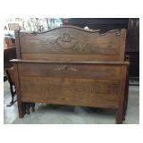 Antique Oak Full Size Bed & Rails