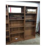 Set of 2 Oak Finish Bookcases