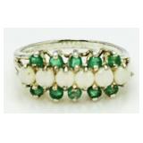 Emerald & Fire Opal Anniversary Ring