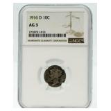 RARE 1916-D Mercury Silver Dime *Key To Set