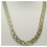 Braided Large Sterling Silver Necklace