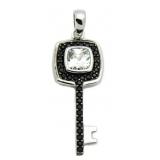 Black & White Key White Topaz Solitaire Pendant