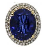 14kt Gold 22.08 ct Sapphire & Diamond Ring