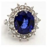 14kt Gold Oval 9.08 ct Sapphire & Diamond Ring