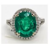 14kt Gold 6.22 ct Emerald & Diamond Ring