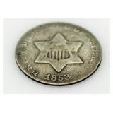 1853 Silver 3 Cent Piece