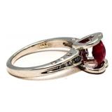 18kt Gold Pink Sapphire & Diamond Solitaire Ring