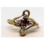 14kt Gold Vintage Genuine Ruby & Diamond Ring