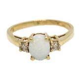 14kt Gold 1.50 ct  Fire Opal & Diamond Ring