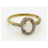 10kt Gold Oval 1.00 ct Fire Opal & Diamond Ring