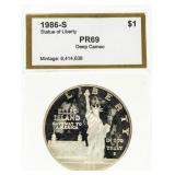 1986-S PR69 Statue Of Liberty Silver Dollar