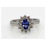 10kt Gold Genuine Tanzanite & Diamond Ring