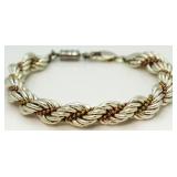 XL Sterling Silver Rope Twist Bracelet