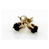 14kt Gold Black Onyx Solitaire Earrings