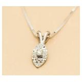 10kt Gold Oval Blue Topaz & Diamond Pendant