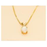 14kt Gold Genuine Fire Opal Pendant
