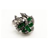 14kt Gold Vintage Genuine Emerald & Diamond Ring