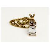 14kt Gold Emerald Cut 2.50 ct White Topaz Pendant