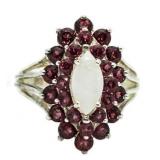 Fancy Marquise Fire Opal & Tourmaline Ring