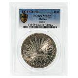 1874 MS62 Go-FR 8 Silver Reales