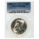 Rare 1954 MS65 FBL Franklin Silver Half Dollar