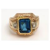 10kt Gold 3.25 ct London Blue Topaz & Diam. Ring