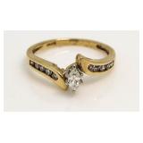 14kt Gold Marquise Cut Diamond Solitaire Ring