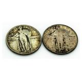 (2) 1927 & 29 Standing Liberty Silver Quarters