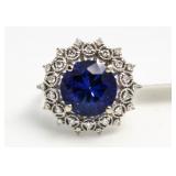 14kt Gold Round 8.77 ct Sapphire & Diamond Ring