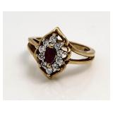 10kt Gold Genuine Ruby & Diamond Ring