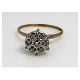 10kt Gold Vintage Ladies KY Cluster Diamond Ring