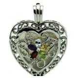 Mother Of Pearl & Gemstone Heart Pendant
