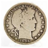 1906-D Barber Silver Half Dollar