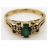 10kt Gold Genuine Emerald & Diamond Ring