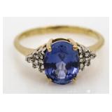 14kt Gold Oval 2.25 ct Tanzanite & Diamond Ring