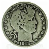 1913-S Barber Silver Half Dollar