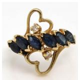 10kt Gold Genuine Sapphire & Diamond Ring