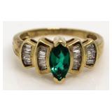 10kt Gold Emerald & Baguette Diamond Ring
